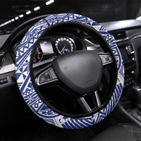 Toa Samoa Rugby Spirit Steering Wheel Cover Blue Samoan Tribal Pattern - Polynesian Pride