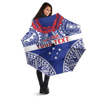 Personalised Toa Samoa Rugby Spirit Umbrella Blue Samoan Tribal Pattern - Polynesian Pride