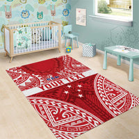 Personalised Toa Samoa Rugby Spirit Area Rug Red Samoan Tribal Pattern - Polynesian Pride