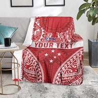 Personalised Toa Samoa Rugby Spirit Blanket Red Samoan Tribal Pattern - Polynesian Pride