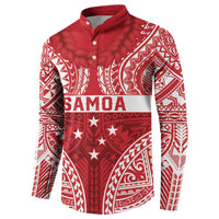 Personalised Toa Samoa Rugby Spirit Button Sweatshirt Red Samoan Tribal Pattern - Polynesian Pride