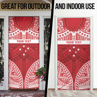 Personalised Toa Samoa Rugby Spirit Door Cover Red Samoan Tribal Pattern - Polynesian Pride