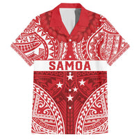 Personalised Toa Samoa Rugby Spirit Family Matching Puletasi and Hawaiian Shirt Red Samoan Tribal Pattern LT9 Dad's Shirt - Short Sleeve Red - Polynesian Pride