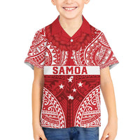 Personalised Toa Samoa Rugby Spirit Family Matching Puletasi and Hawaiian Shirt Red Samoan Tribal Pattern LT9 Son's Shirt Red - Polynesian Pride