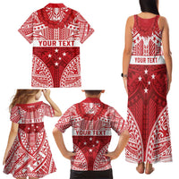 Personalised Toa Samoa Rugby Spirit Family Matching Tank Maxi Dress and Hawaiian Shirt Red Samoan Tribal Pattern - Polynesian Pride