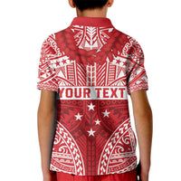 Personalised Toa Samoa Rugby Spirit Kid Polo Shirt Red Samoan Tribal Pattern - Polynesian Pride