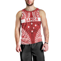 Personalised Toa Samoa Rugby Spirit Men Tank Top Red Samoan Tribal Pattern - Polynesian Pride