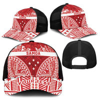 Personalised Toa Samoa Rugby Spirit Mesh Trucker Cap Red Samoan Tribal Pattern - Polynesian Pride