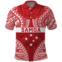 Personalised Toa Samoa Rugby Spirit Polo Shirt Red Samoan Tribal Pattern - Polynesian Pride