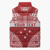 Personalised Toa Samoa Rugby Spirit Sleeveless Puffer Jacket Red Samoan Tribal Pattern - Polynesian Pride
