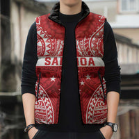 Personalised Toa Samoa Rugby Spirit Sleeveless Puffer Jacket Red Samoan Tribal Pattern - Polynesian Pride