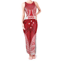Personalised Toa Samoa Rugby Spirit Tank Maxi Dress Red Samoan Tribal Pattern - Polynesian Pride