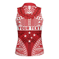 Personalised Toa Samoa Rugby Spirit Women Sleeveless Polo Shirt Red Samoan Tribal Pattern - Polynesian Pride