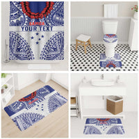 Personalised Toa Samoa Rugby Spirit Bathroom Set White Samoan Tribal Pattern - Polynesian Pride