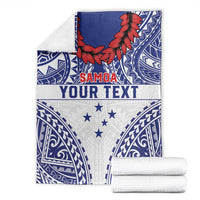 Personalised Toa Samoa Rugby Spirit Blanket White Samoan Tribal Pattern - Polynesian Pride