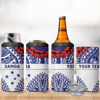Personalised Toa Samoa Rugby Spirit 4 in 1 Can Cooler Tumbler White Samoan Tribal Pattern - Polynesian Pride
