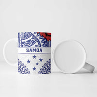 Personalised Toa Samoa Rugby Spirit Ceramic Mug White Samoan Tribal Pattern - Polynesian Pride