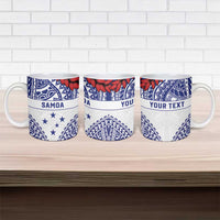 Personalised Toa Samoa Rugby Spirit Ceramic Mug White Samoan Tribal Pattern - Polynesian Pride