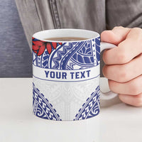 Personalised Toa Samoa Rugby Spirit Ceramic Mug White Samoan Tribal Pattern - Polynesian Pride