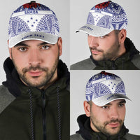 Personalised Toa Samoa Rugby Spirit Classic Cap White Samoan Tribal Pattern - Polynesian Pride