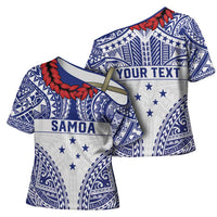 Personalised Toa Samoa Rugby Spirit Cross Shoulder Shirt White Samoan Tribal Pattern - Polynesian Pride