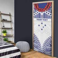Personalised Toa Samoa Rugby Spirit Door Cover White Samoan Tribal Pattern - Polynesian Pride