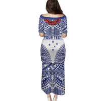 Personalised Toa Samoa Rugby Spirit Family Matching Puletasi and Hawaiian Shirt White Samoan Tribal Pattern - Polynesian Pride