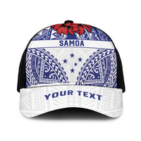 Personalised Toa Samoa Rugby Spirit Mesh Trucker Cap White Samoan Tribal Pattern LT9 One Size Black White - Polynesian Pride