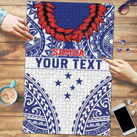 Personalised Toa Samoa Rugby Spirit Puzzle White Samoan Tribal Pattern - Polynesian Pride