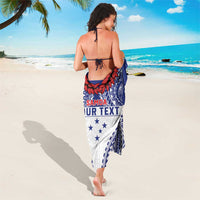 Personalised Toa Samoa Rugby Spirit Sarong White Samoan Tribal Pattern - Polynesian Pride