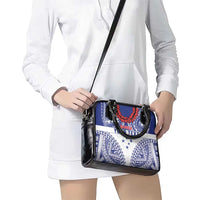 Personalised Toa Samoa Rugby Spirit Shoulder Handbag White Samoan Tribal Pattern LT9 - Polynesian Pride