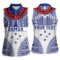 Personalised Toa Samoa Rugby Spirit Women Sleeveless Polo Shirt White Samoan Tribal Pattern - Polynesian Pride