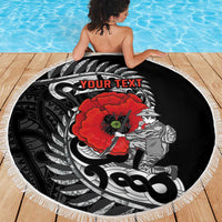 ANZAC Day Aotearoa Silver Fern Maori Personalised Beach Blanket