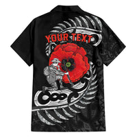 ANZAC Day Aotearoa Silver Fern Maori Personalised Family Matching Off The Shoulder Long Sleeve Dress and Hawaiian Shirt