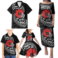 ANZAC Day Aotearoa Silver Fern Maori Personalised Family Matching Puletasi and Hawaiian Shirt