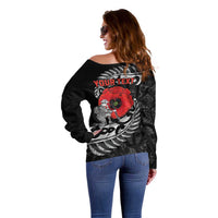 ANZAC Day Aotearoa Silver Fern Maori Personalised Off Shoulder Sweater