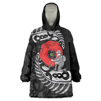ANZAC Day Aotearoa Silver Fern Maori Personalised Wearable Blanket Hoodie