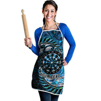 New Zealand Darts Personalised Apron Aotearoa Silver Fern Blue Papua Shell Spirit - Polynesian Pride