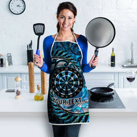 New Zealand Darts Personalised Apron Aotearoa Silver Fern Blue Papua Shell Spirit - Polynesian Pride