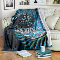 New Zealand Darts Personalised Blanket Aotearoa Silver Fern Blue Papua Shell Spirit