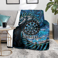 New Zealand Darts Personalised Blanket Aotearoa Silver Fern Blue Papua Shell Spirit