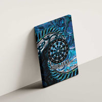 New Zealand Darts Personalised Canvas Wall Art Aotearoa Silver Fern Blue Papua Shell Spirit