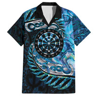 New Zealand Darts Personalised Family Matching Off Shoulder Short Dress and Hawaiian Shirt Aotearoa Silver Fern Blue Papua Shell Spirit