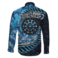 New Zealand Darts Personalised Family Matching Puletasi and Hawaiian Shirt Aotearoa Silver Fern Blue Papua Shell Spirit LT9 - Polynesian Pride
