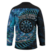 New Zealand Darts Personalised Hockey Jersey Aotearoa Silver Fern Blue Papua Shell Spirit LT9 - Polynesian Pride