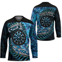 New Zealand Darts Personalised Hockey Jersey Aotearoa Silver Fern Blue Papua Shell Spirit LT9 - Polynesian Pride