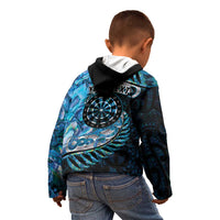 New Zealand Darts Personalised Kid Hoodie Aotearoa Silver Fern Blue Papua Shell Spirit