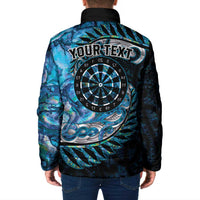 New Zealand Darts Personalised Padded Jacket Aotearoa Silver Fern Blue Papua Shell Spirit LT9 - Polynesian Pride