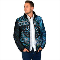 New Zealand Darts Personalised Padded Jacket Aotearoa Silver Fern Blue Papua Shell Spirit LT9 - Polynesian Pride