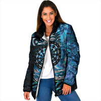 New Zealand Darts Personalised Padded Jacket Aotearoa Silver Fern Blue Papua Shell Spirit LT9 Women Blue - Polynesian Pride